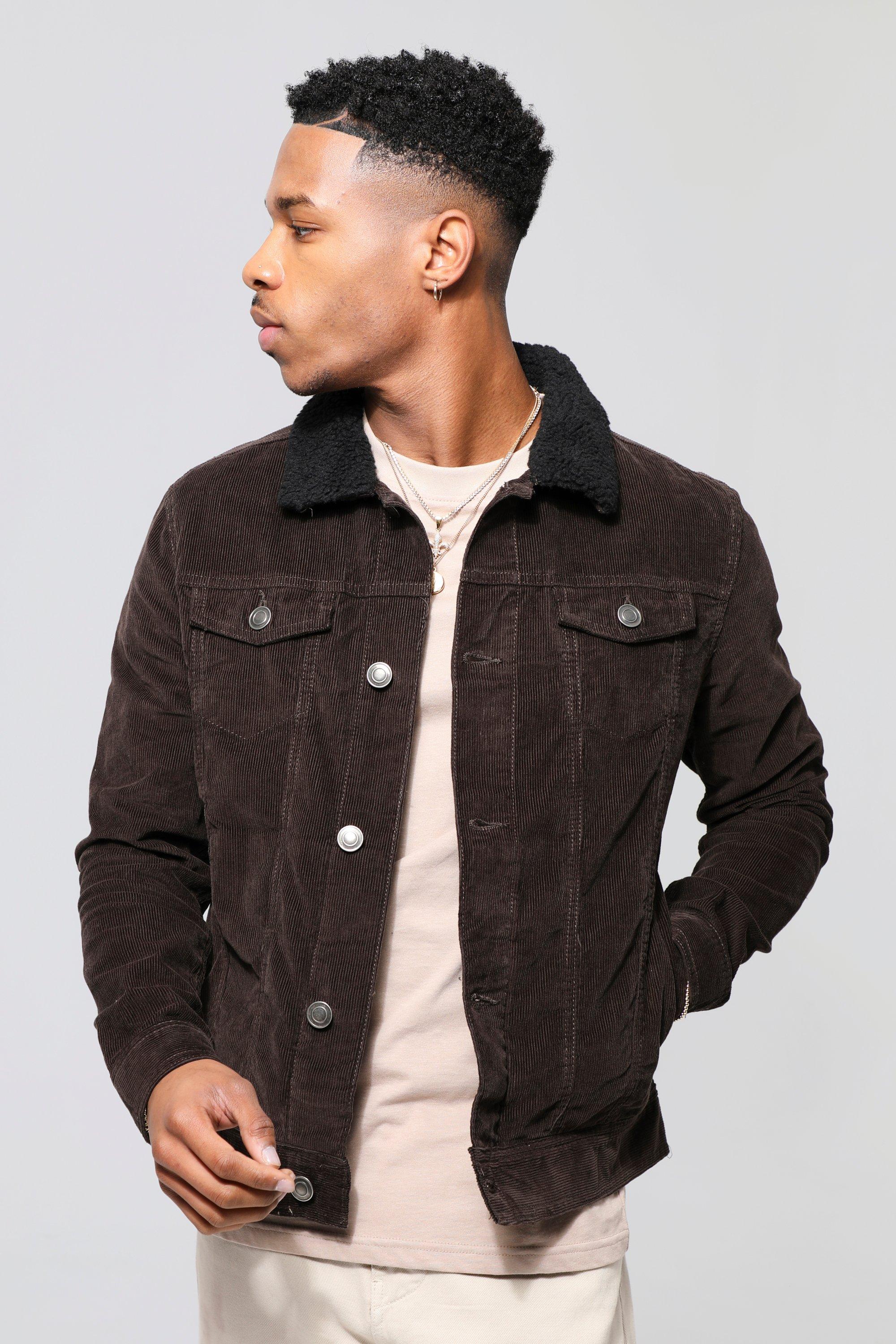 Corduroy Jacket With Borg Collar | boohooMAN USA